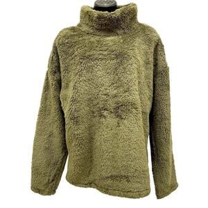 32 Degrees Heat Mock Turtle Neck Sherpa Sweater in Olive Size Large New w/ Tag